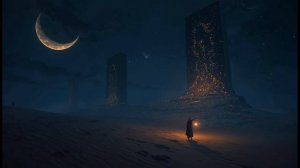 Triple Moon Desert🌙2-Hour Mystical Ambience ｜ Glowing Rune Monoliths ｜ Starlight Lantern