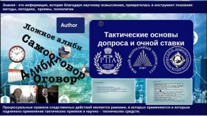Основы ТактДопроса (формирование, получение и фиксация показаний,  оговор, самооговор, алиби)