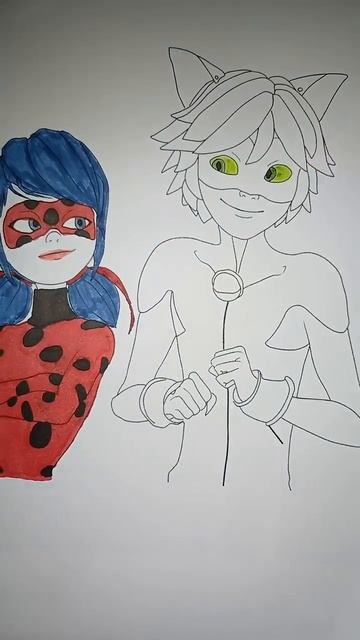 Lady bag & Cat Noir😍, let's навсегда♥️ #art #drawing #shorts #shortvideo #ladybug смотреть онлайн