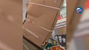 В петербургском ТЦ мужчины сломали дорогой телевизор, пытаясь спустить его на эскалаторе