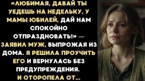 ИСТОРИИ ИЗ ЖИЗНИ/Уезжай ты на неделю, у моей мамы юбилей, дай нам спокойно отпраздновать -заявил муж