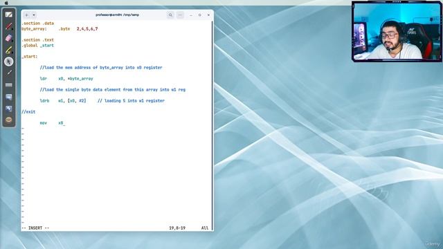 5.4 -Loading a single byte data from an array using register relative addressing