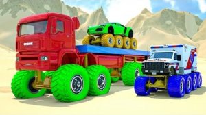 Гигантский КАМАЗ Пересекает Гигантскую Яму С Автомобилями 🚒 🚔 - Гигантские Колеса ПРОТИВ большой
