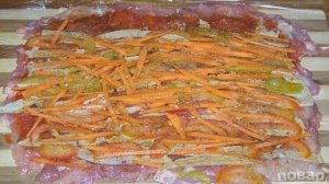 Куриный рулет с желатином в пищевой пленке