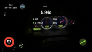 Volvo s60R разгон 0-100, 402м, 0-200