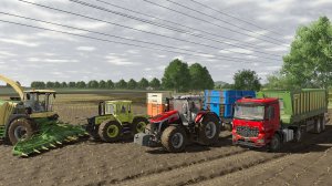 Уборка силоса в дождь Krone Big X1180, MF 9S, MB Trac 1500, Kirovets K-701, Heizotruck V2. FS25