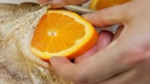 Курица, фаршированная апельсинами