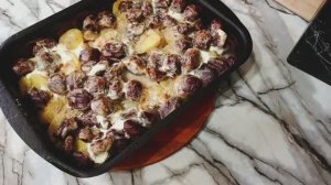 Запеченные утиные (куриные) желудочки с картофелем в сметане