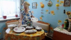 ОБЗОР  ПОСУДЫ НА КУХНЕ В ПОДСОЛНУХАХ!. Сервиз. Фарфор СССР (1970-1980) Дулево