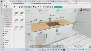 Компакт столешницы и мойки подстольного монтажа в 3D конструкторе BPlanner