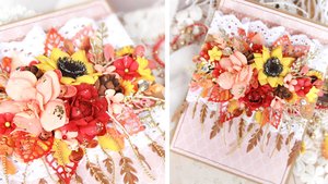 Соединила картон, кружево, цветы из фоамирана,  веточки, листики и сделала ОСЕННЮЮ ОТКРЫТКУ 🍁