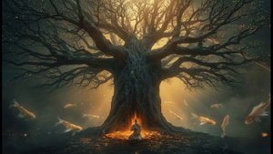 Cosmic Lava Tree 🌋 2-Hour Mystical Ambience | Molten Roots & Star Branches | Ghost Koi | Monk