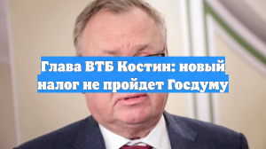 Глава ВТБ Костин: новый налог не пройдет Госдуму