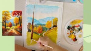 Осень бежит по дорожке.Акрил