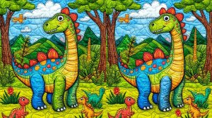 Найди 7 отличий: секреты динозаврика