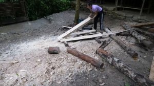 Girl builds a Wooden House alone in the forest - No Technology, No Support. ly an nhien