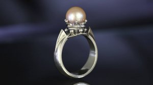 Кольцо с жемчугом цвета чайной розы