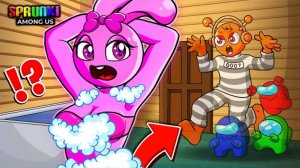 Амогус спасается от Спрунки ПИНКИ, застрявший в ВАННЕ в ДЕРЕВНЕ, анимация