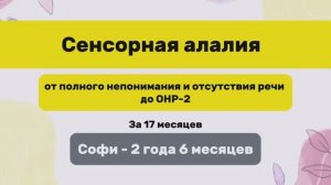 СЕНСОРНАЯ алалия. Запуск понимания и речи у ребенка в 2,6 года. ОНР-2 за 17 месяцев коррекции.