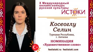 Косеоглу Селин, 16 лет. Турция, г. Анталья. "Тишина"