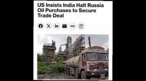 🇮🇳🇺🇸🇷🇺США потребовали от Индии отказаться от закупок российской нефти как условие для заключен