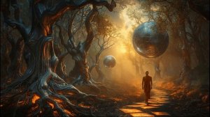 Alien Forest of Metallic Trees 🌳 2-Hour Surreal Ambience ｜ Liquid Silver Spheres ｜ Glowing Monk