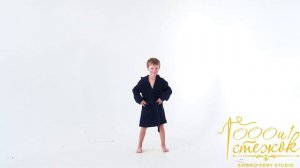 Детский махровый халат с капюшоном (Темно-синий) - 1000 и 1 стежок