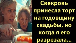 Свекровь принесла торт на годовщину свадьбы, но когда я его разрезала, внутри оказалось