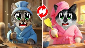 Поменялись ЖИЗНЯМИ на 24Ч Челлендж А ну-ка Давай-ка ! КОТ МАЛЫШ vs КОШКА ИСА ОБМЕН ТЕЛАМИ на 1 ДЕНЬ