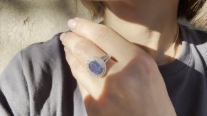 Кольцо с кианитом и бриллиантами Размер 17,3 Кианиты  2,42 карата Бриллианты  0,520 карат ХХХ174