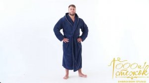 Мужской турецкий премиум халат из тригабамбука Zevs (Джинс) - 1000 и 1 стежок