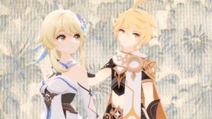 Genshin Impact||Aether and Lumin (+Paimon)||ленивая анимация...