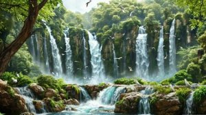 Шум водопада и пение птиц (звуки природы для релакса)