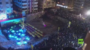 احتشاد المئات من أنصار "حزب الله" في مكان اغتيال نصر الله