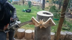 Резьба бензопилой- Хэллоуин Вырезаю тыкву Лена Карвинг