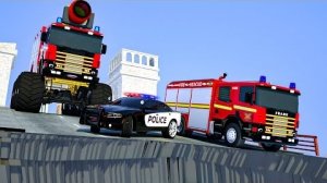 Гигантский Грузовик Проезжает Через Гигантский Ров С Машинами 🚒 На помощь приходит большая пожарная
