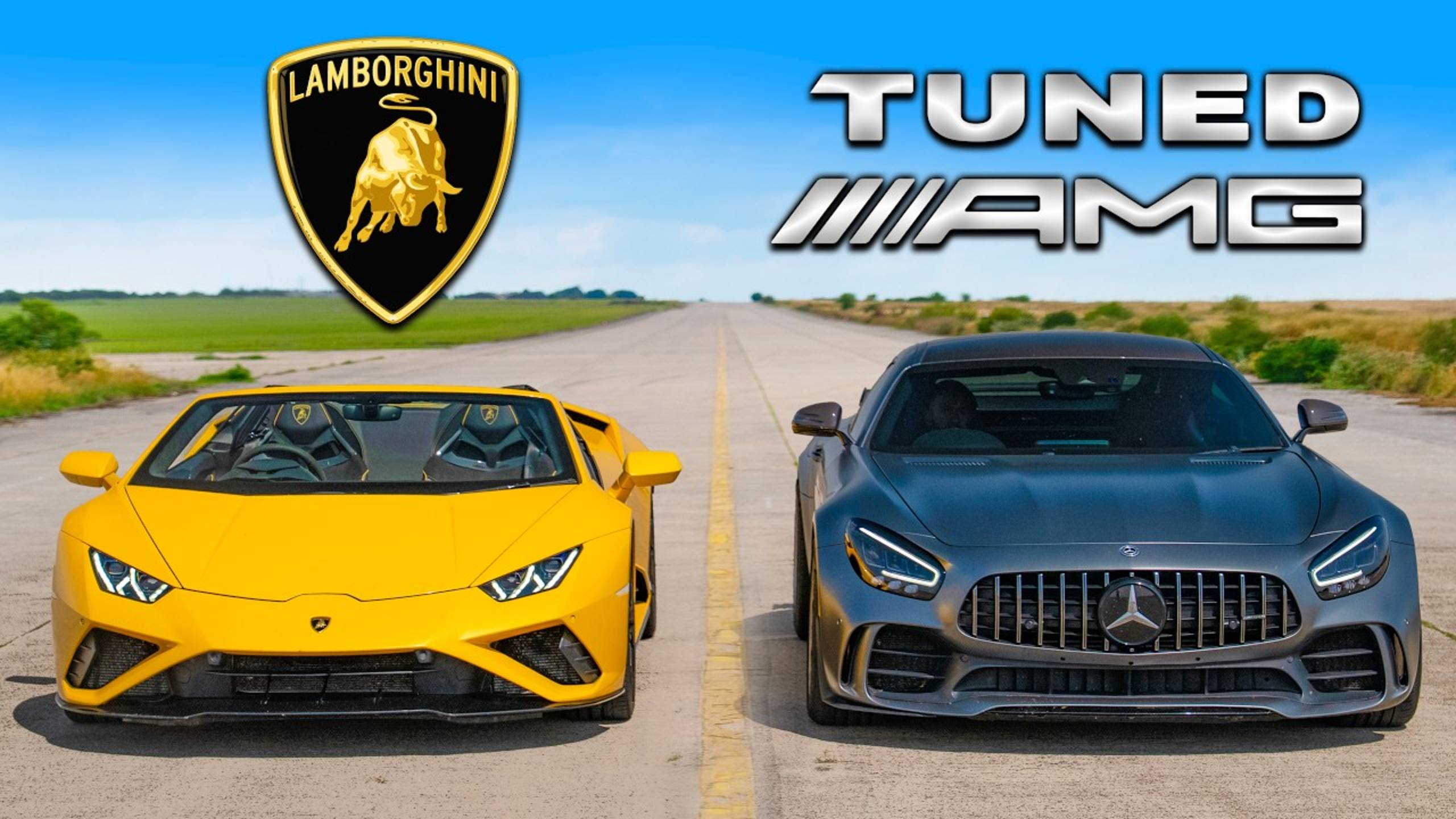 Тюнингованный AMG GTR против Lamborghini Huracan: DRAG RACE смотреть онлайн