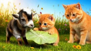 мультик про кошек для детей -Кошка с котёнком помогают потерявшемуся козлёнку и возвращают его домой