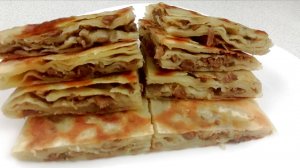 Всего лишь ВОДА + МУКА!Самая СЛОЕНАЯ ЛЕПЕШКА без заморочек! Катлама с мясом на сковороде