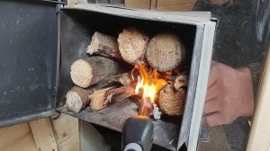 Как растопить Баню Квадро-Бочка газовым баллончиком