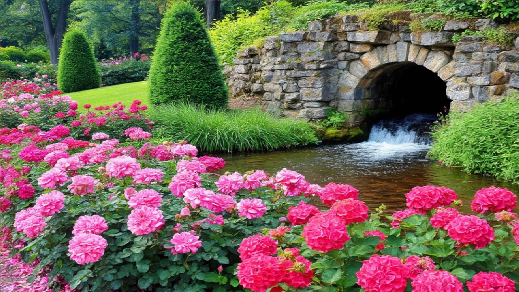 promenade en été dans le jardin, летняя прогулка по саду