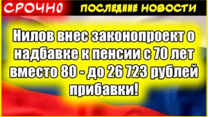 Нилов внес законопроект о надбавке к пенсии с 70 лет вместо 80 - до 26 723 рублей прибавки!