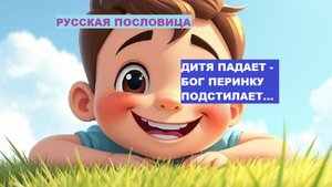 Русская пословица. ДИТЯ ПАДАЕТ - БОГ ПЕРИНКУ ПОДСТИЛАЕТ...