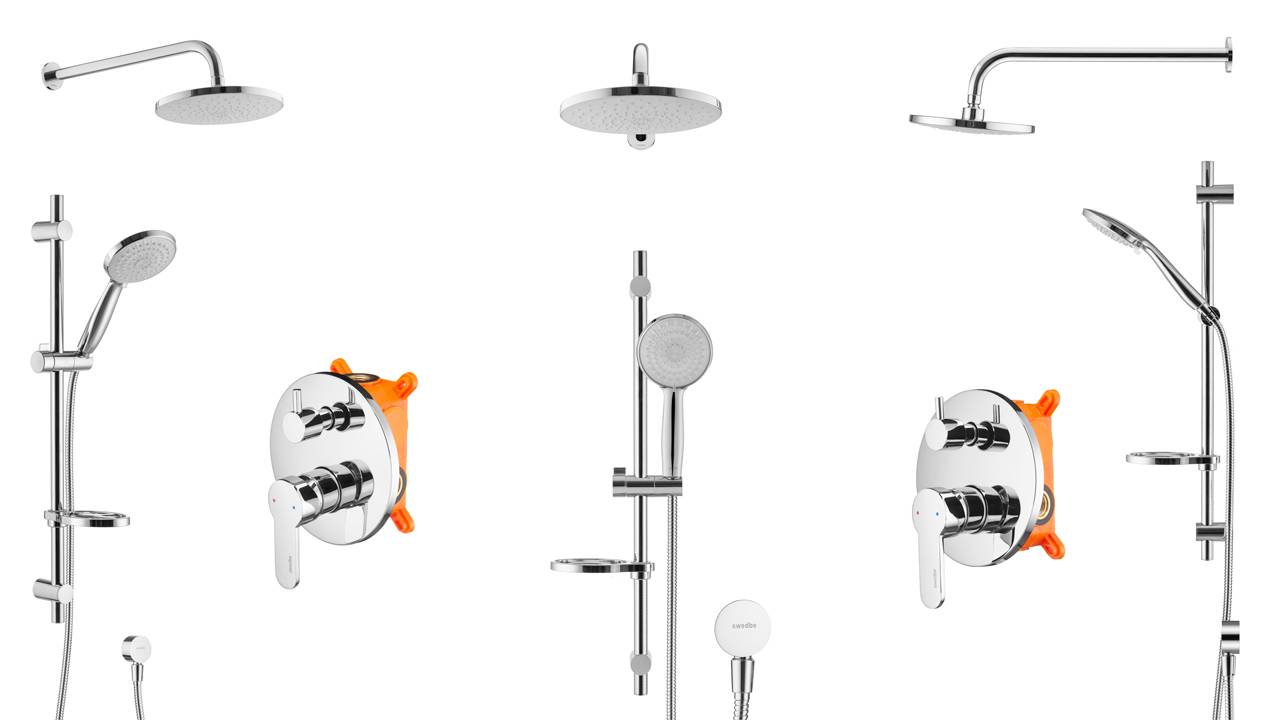 Распаковка душевого комплекта со встраиваемым смесителем Swedbe Platta 5535 смотреть онлайн