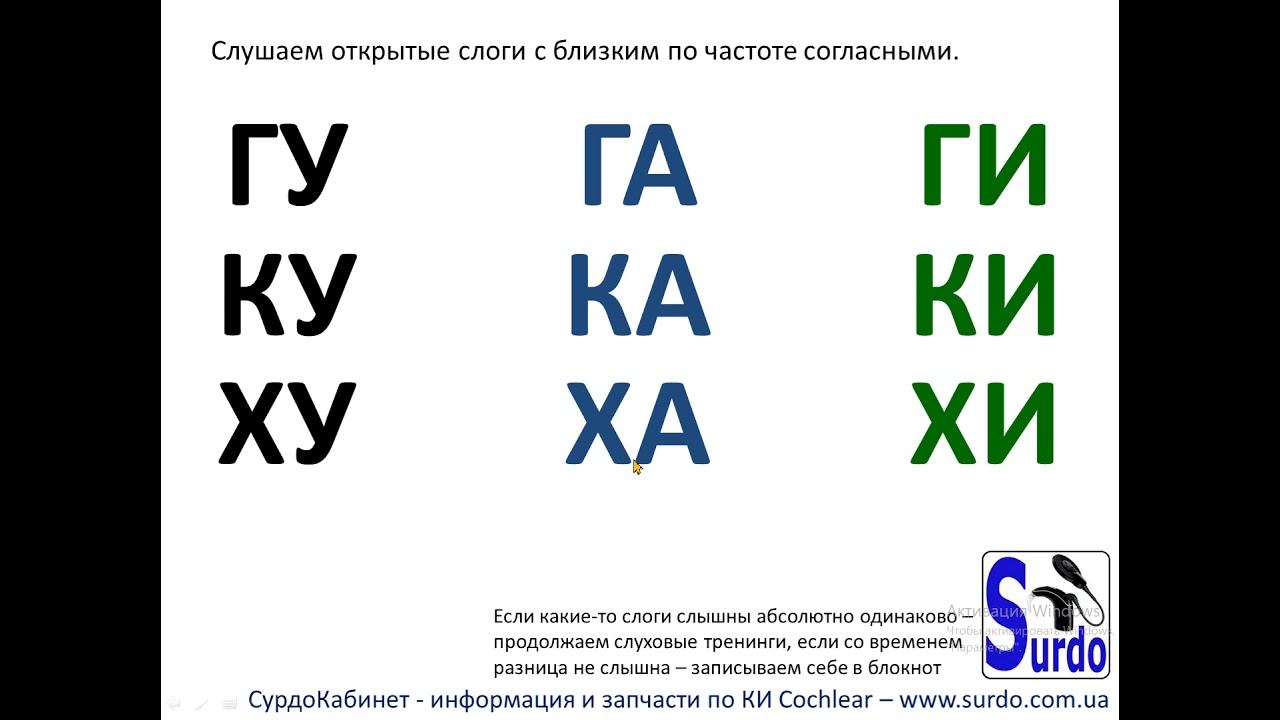 Речевые звуки. Занятие 5. Открытые слоги с близкими по частоте согласными 