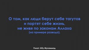 О том, как люди берут себе тагутов и портят себе жизнь, не живя по законам Аллаха.
