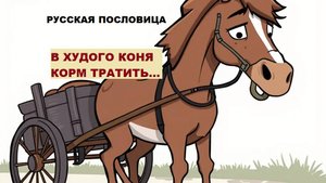 Русская пословица. В ХУДОГО КОНЯ КОРМ ТРАТИТЬ...
