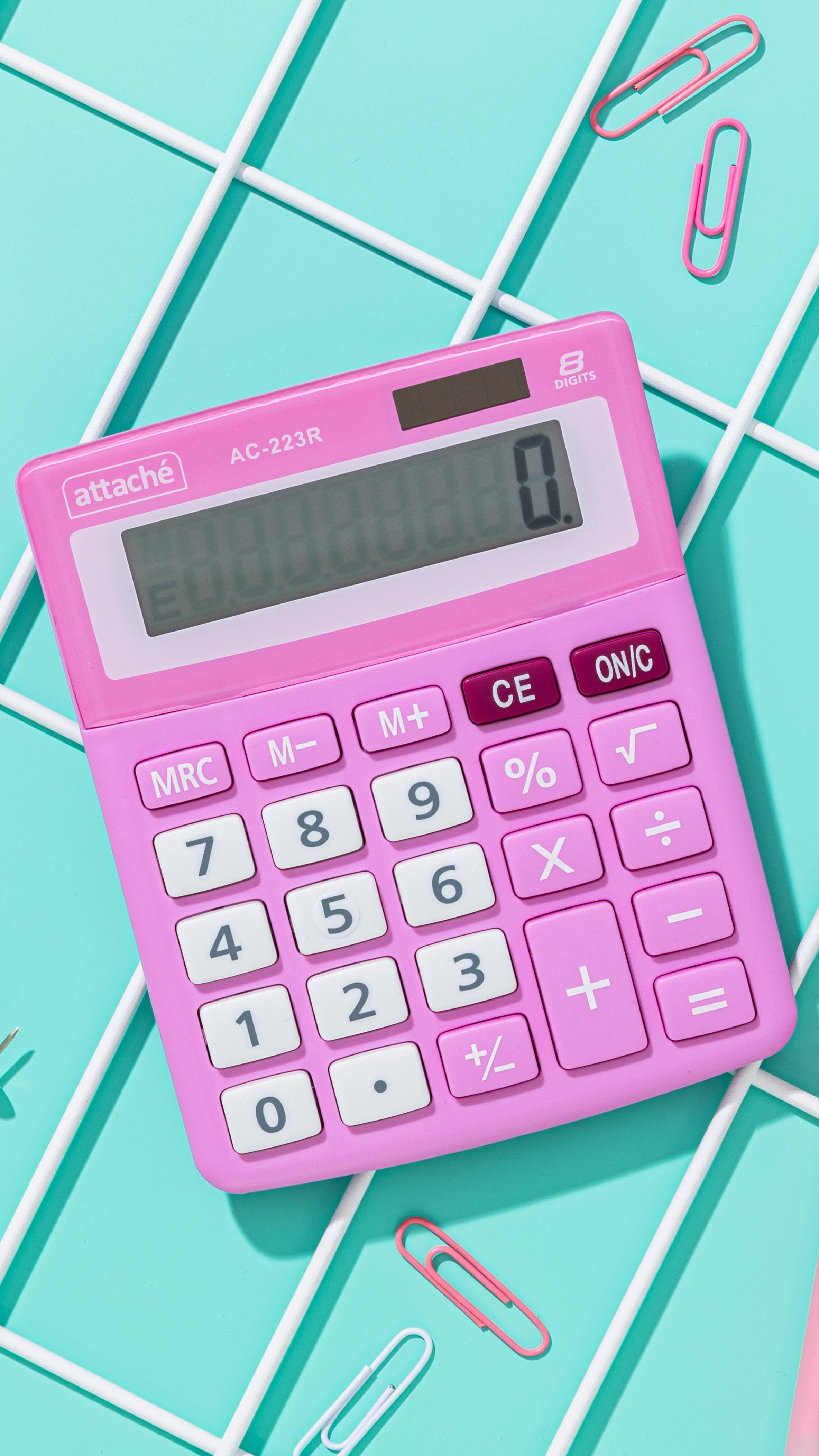 Калькулятор настольный КОМП Attache, AС-223R,8р,дв. пит, розовый,134x107x34