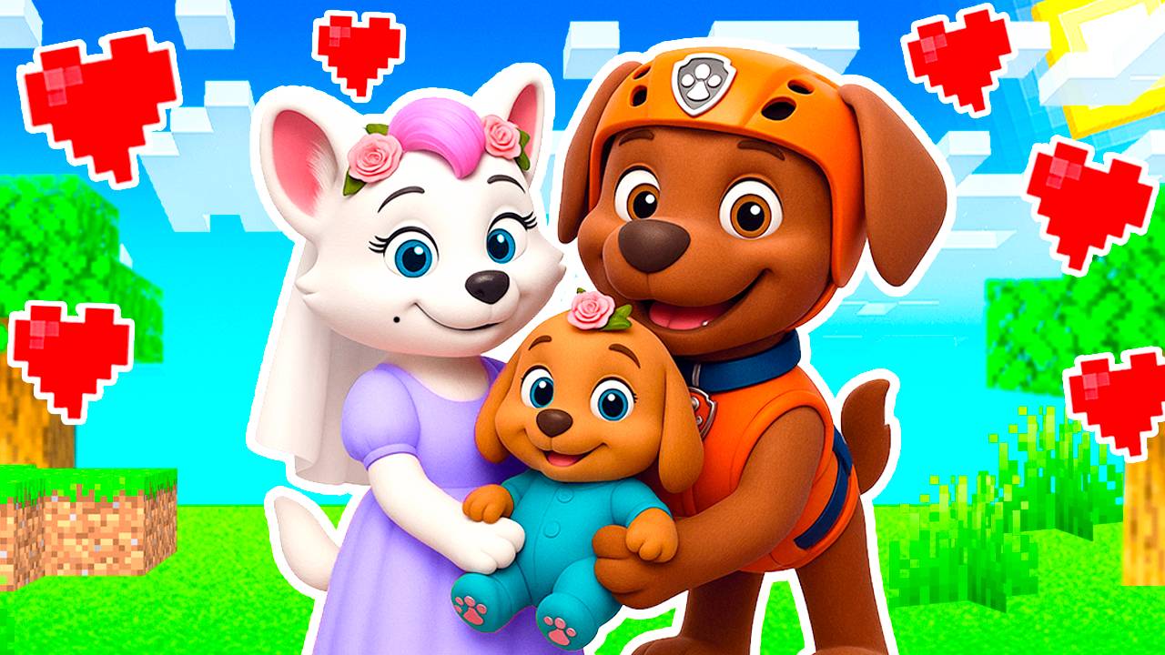 РОКСИ и ЗУМА РОДИЛИ РЕБЁНКА ЩЕНЯЧИЙ ПАТРУЛЬ в МАЙНКРАФТ PAW PATROL МУЛЬТИК