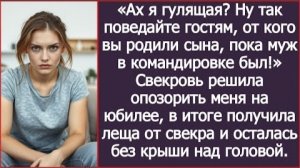 ИСТОРИИ ИЗ ЖИЗНИ/Свекровь решила опозорить меня на юбилее, в итоге получила леща от свёкра/Рассказы